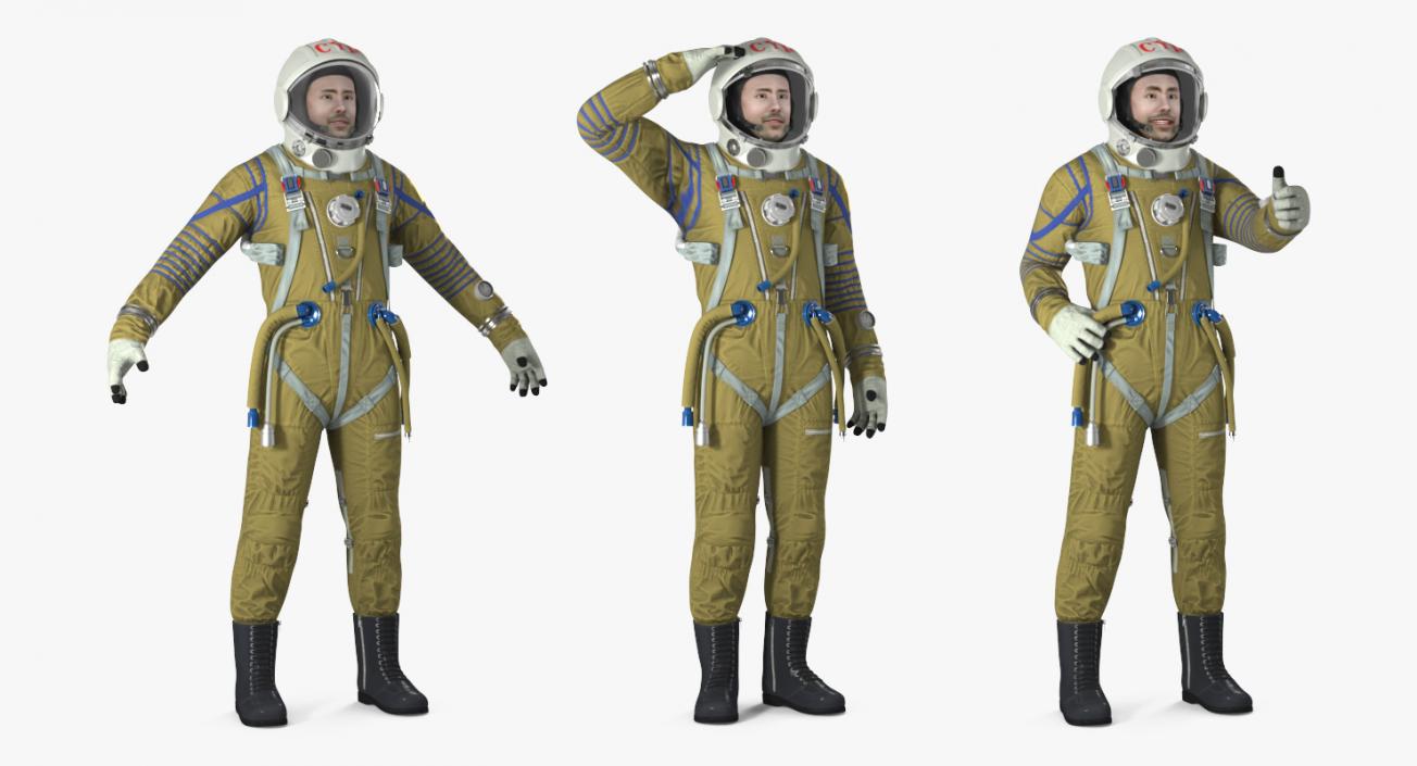 Astronaut Wearing Space Suit Strizh with SK-1 Helmet Rigged 3D model