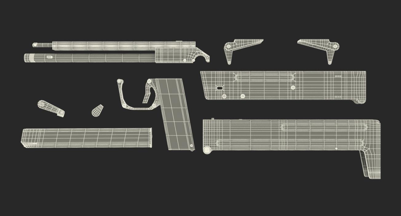 3D Machine Pistol PP-90 SMG Rigged