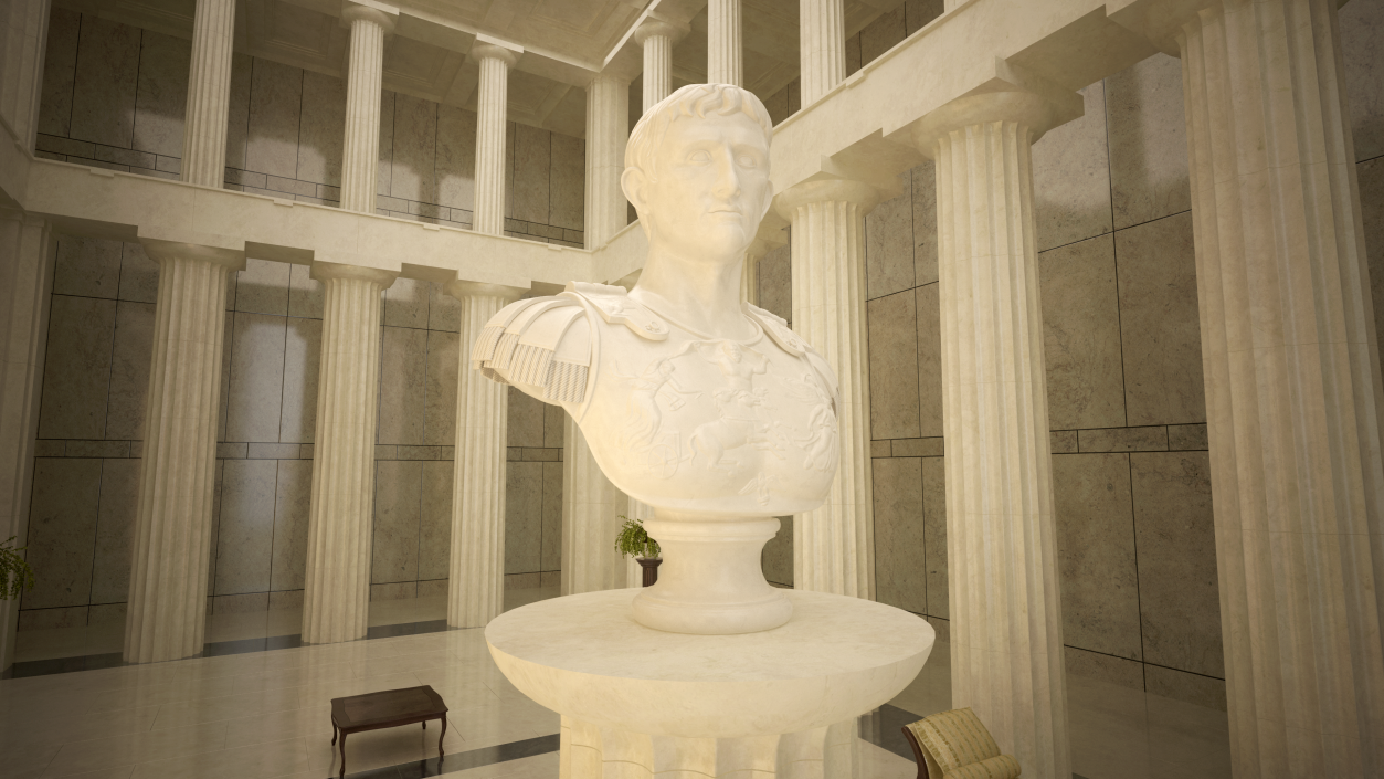 Roman Leader Bust Marble Sculpture 3D model