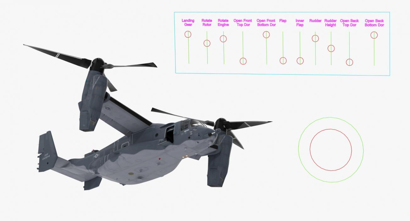 V-22 Osprey Transport Aircraft Rigged 3D