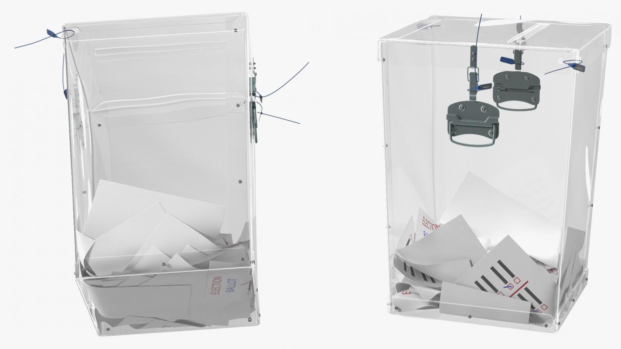 3D Transparent Ballot Box With Paper model