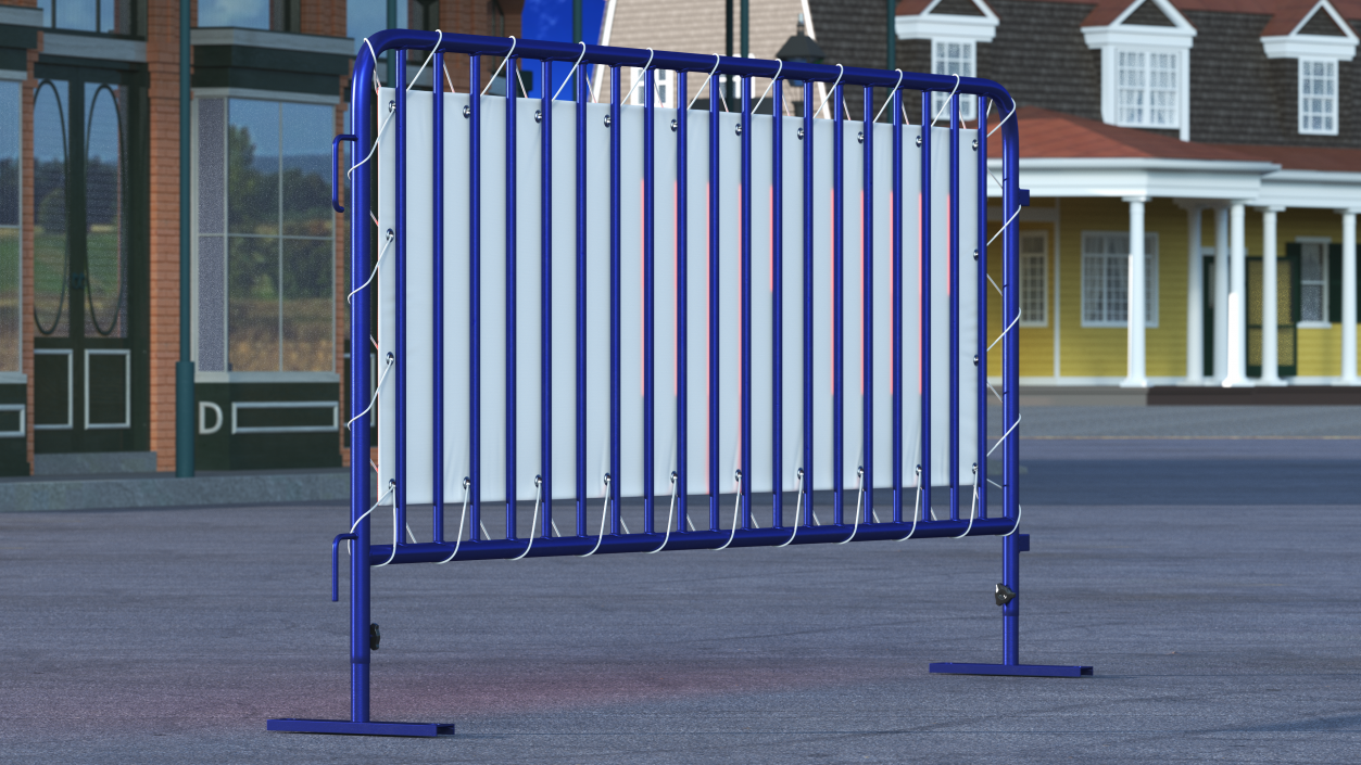 Modular Crowd Control Barrier Blue with Stretch Banner 3D model