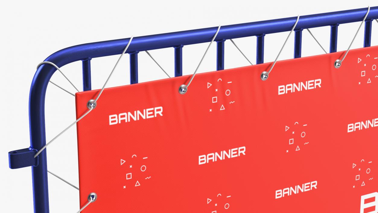 Modular Crowd Control Barrier Blue with Stretch Banner 3D model