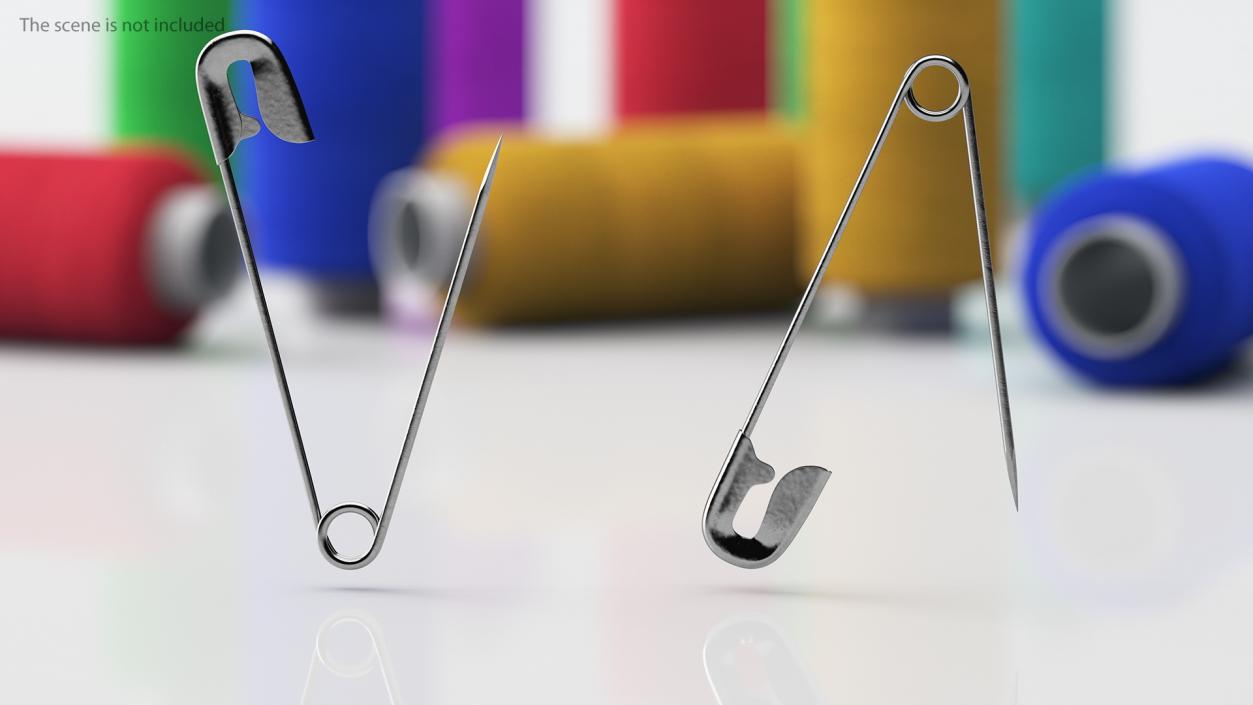 3D Steel Safety Pin Opened model