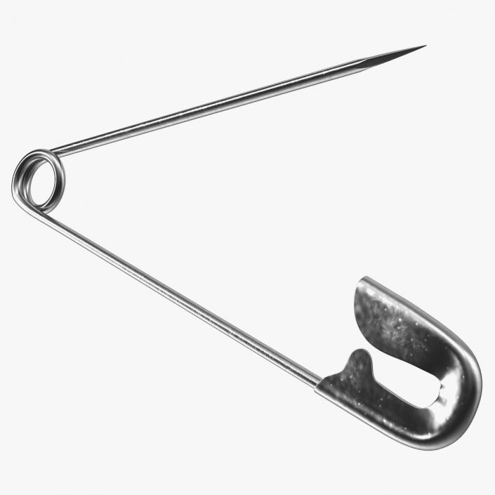3D Steel Safety Pin Opened model