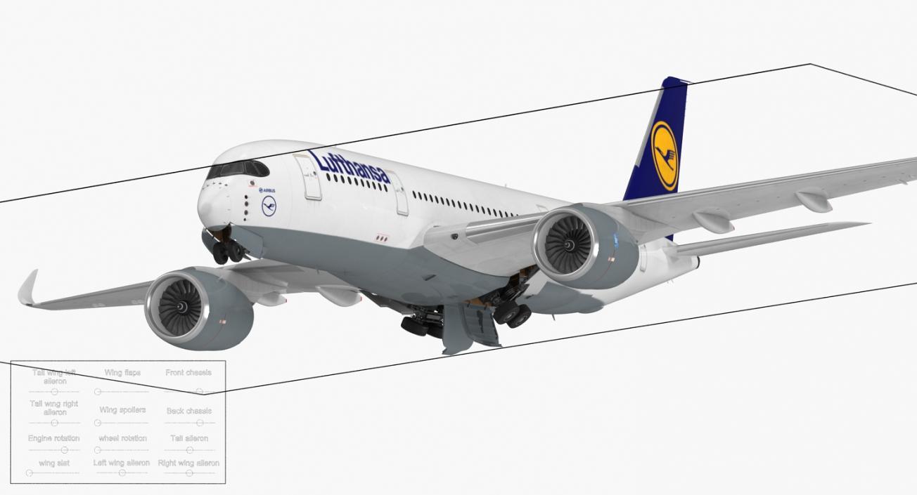 Airbus A350-800 Lufthansa Rigged 3D