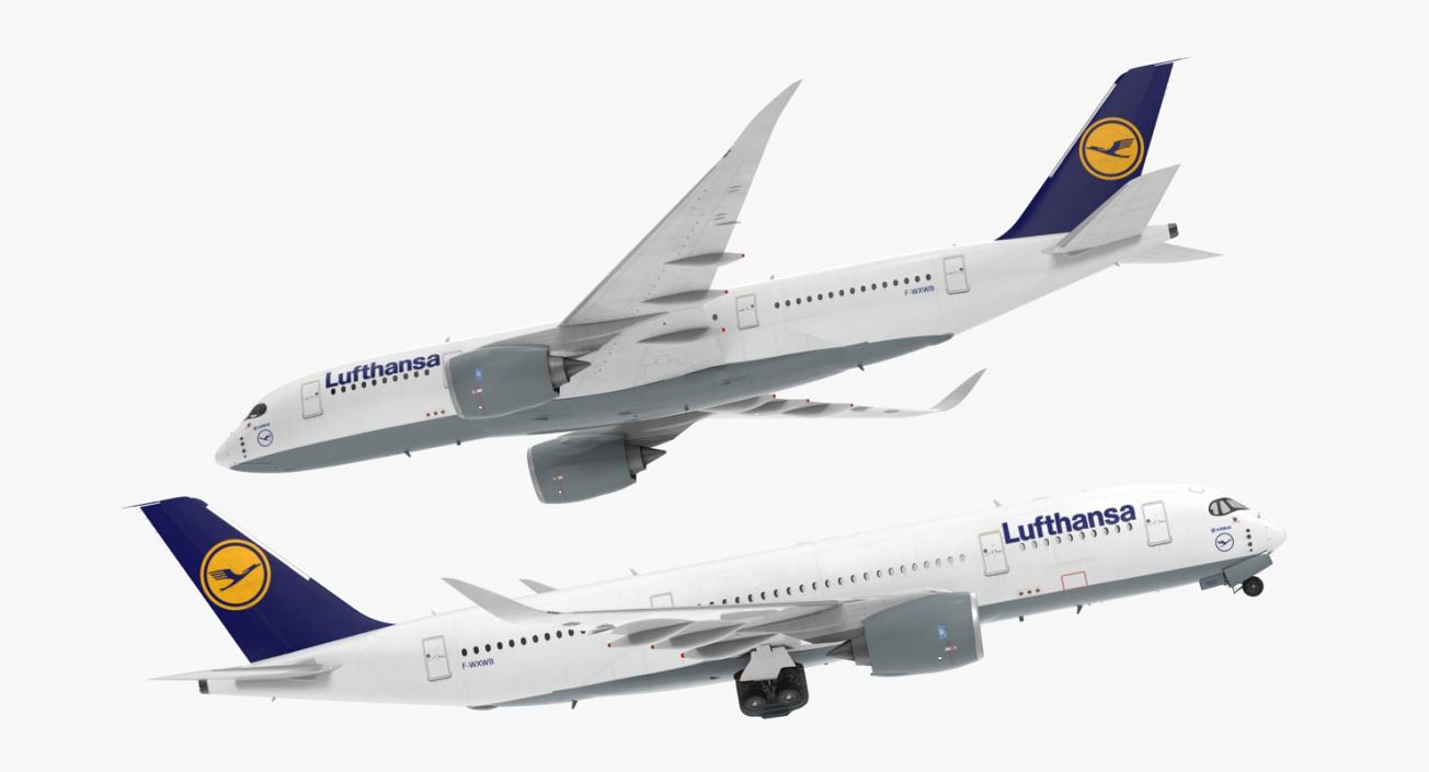 Airbus A350-800 Lufthansa Rigged 3D