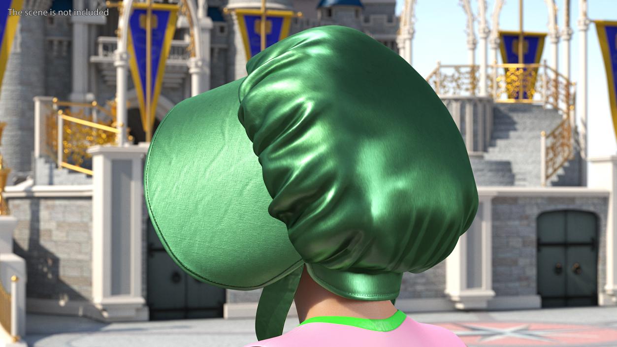 Satin Bonnet Hat Emerald 3D model