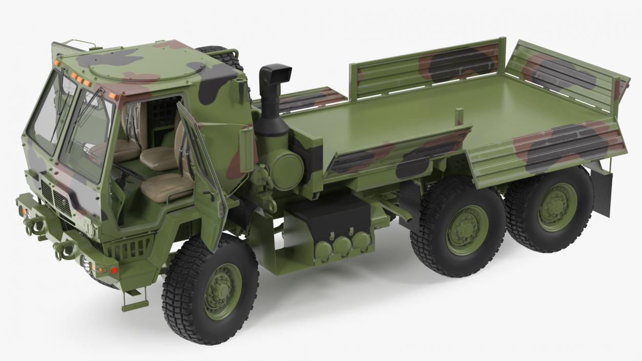 3D Oshkosh FMTV Camouflage Cargo Truck 6x6 Rigged