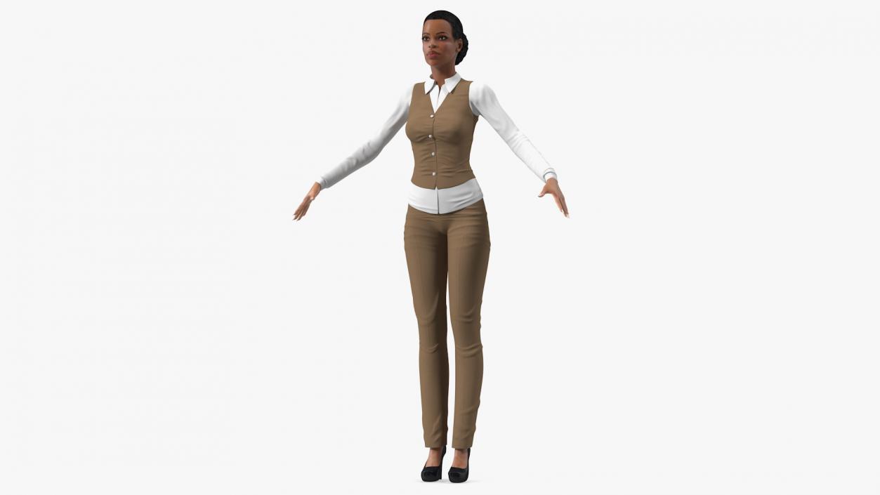 3D Light Skin Business Style Woman T Pose model