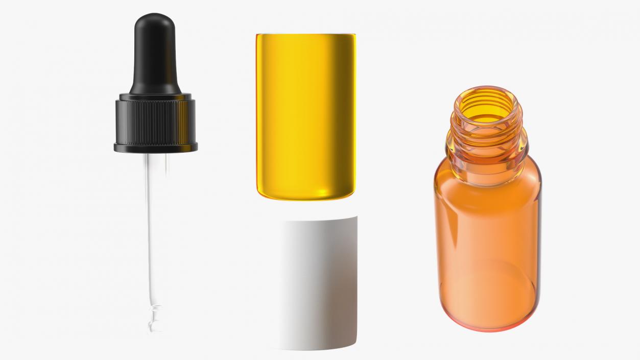 3D Amber Glass Dropper Bottle 20ml