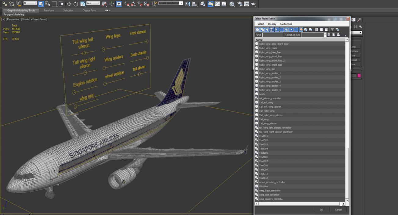 3D Airbus A310-300 Singapore Airlines Rigged