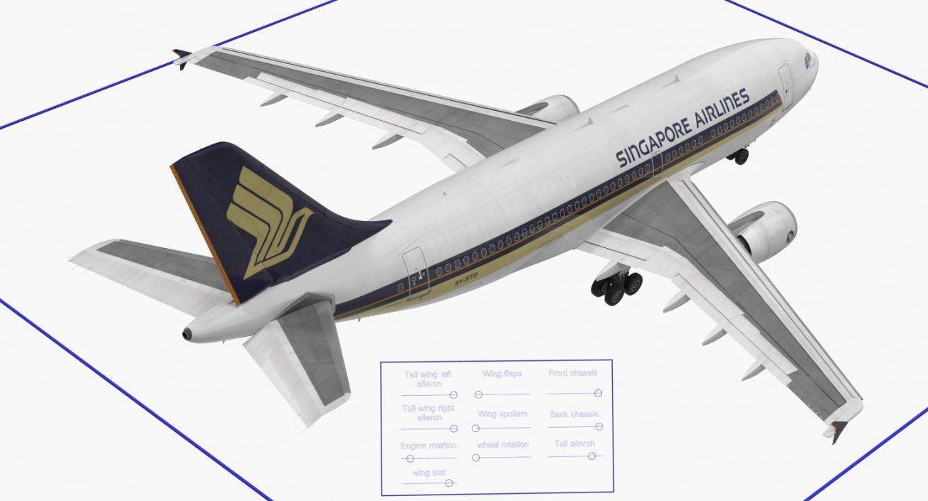 3D Airbus A310-300 Singapore Airlines Rigged