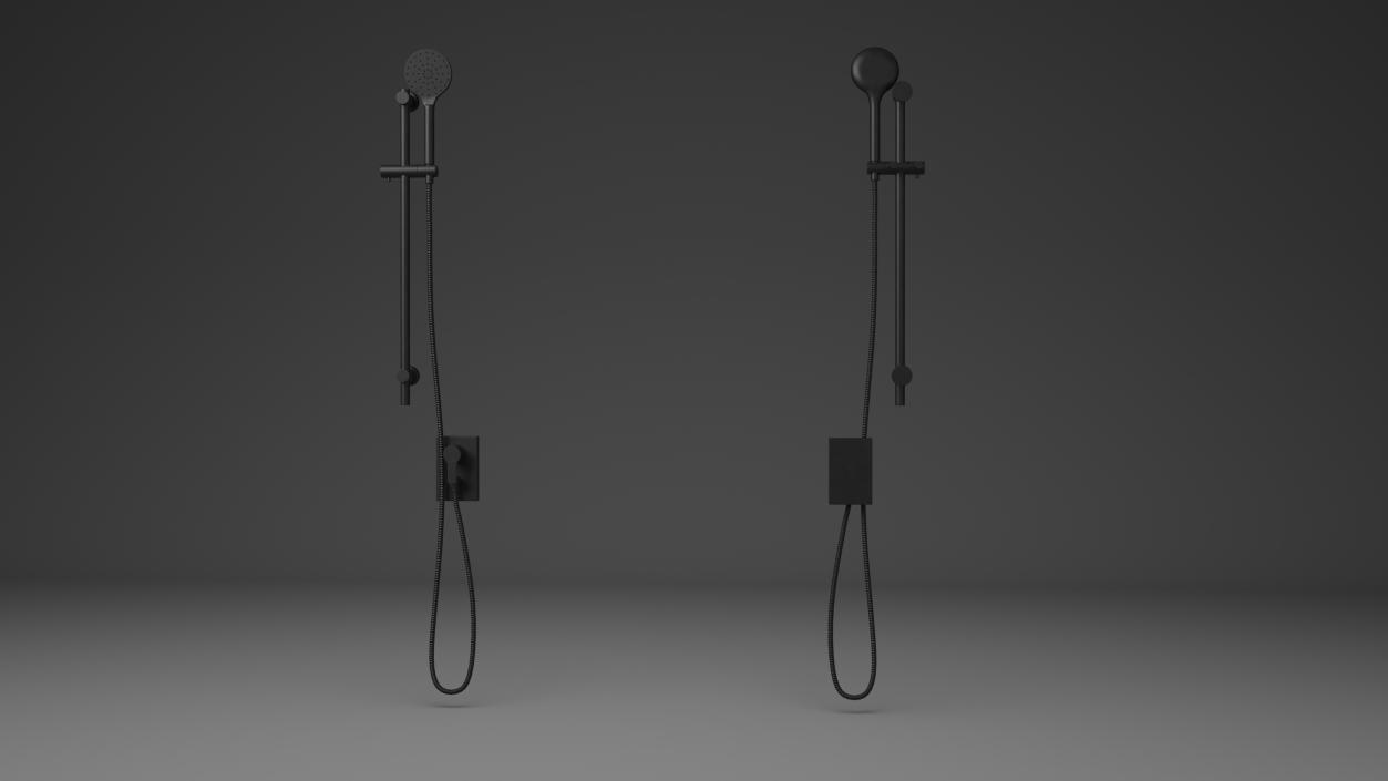3D Handheld Shower System Black model