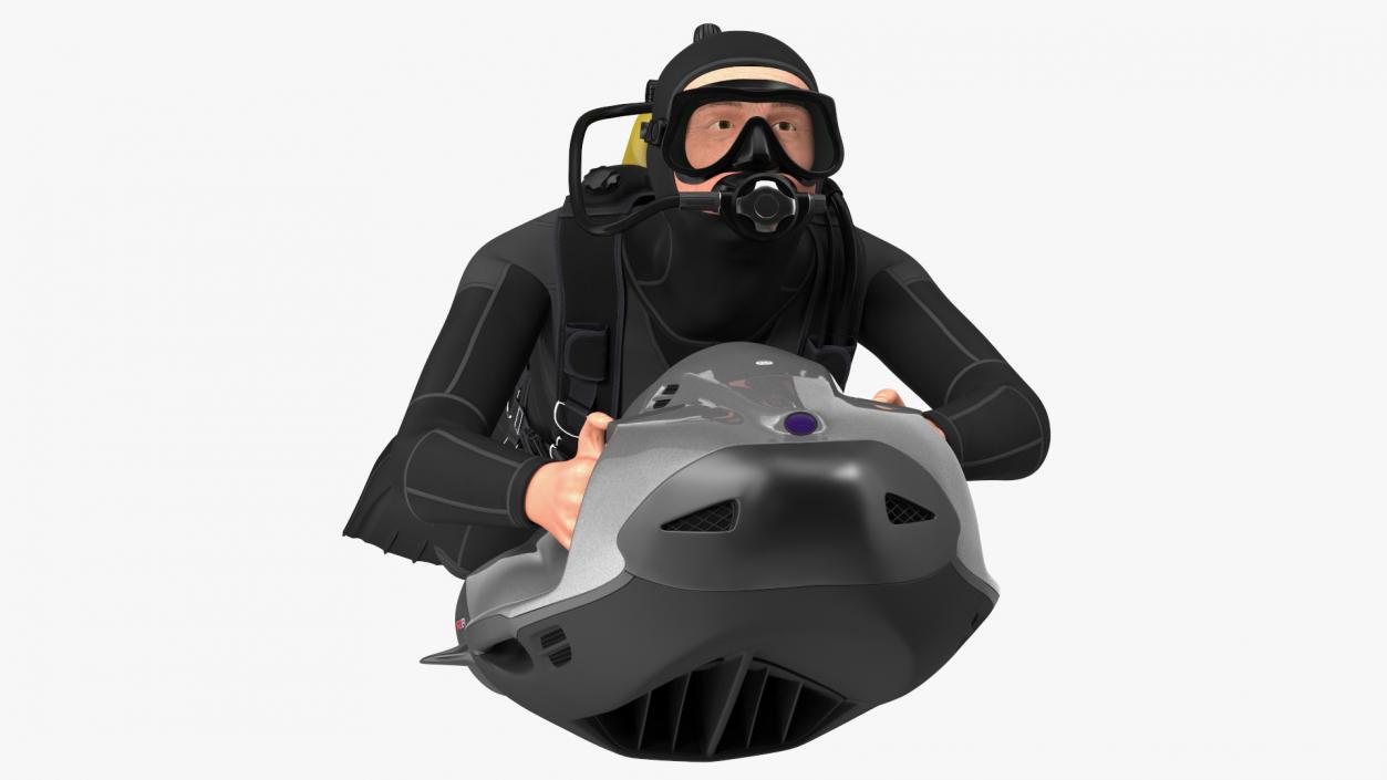 Diver with Seabob F5SR Personal Watercraft 3D