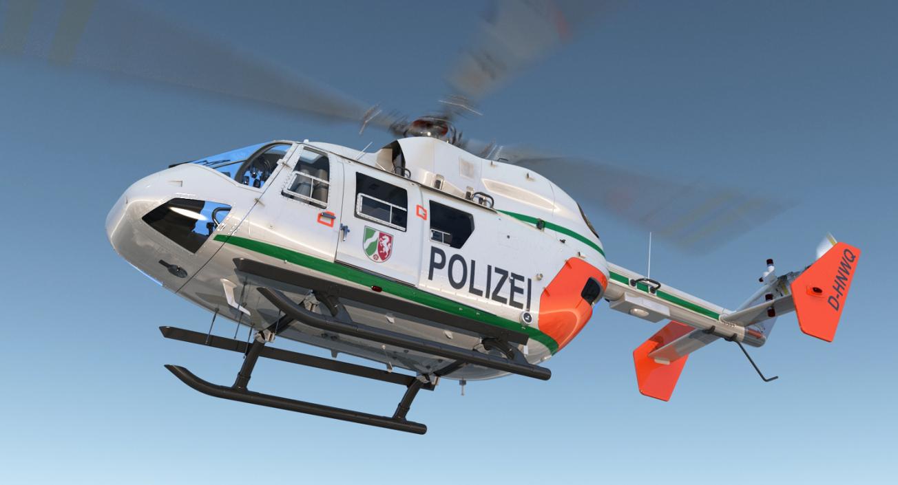 Kawasaki BK 117 German Police Helicopter Rigged 3D