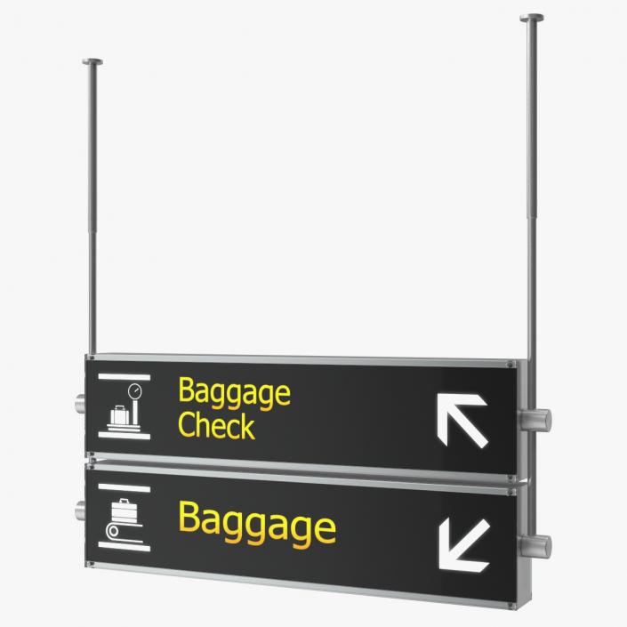 Airport Signs Baggage Check 3D