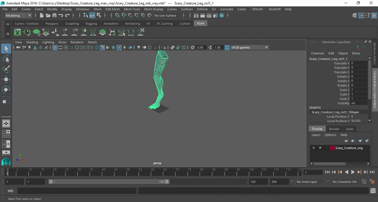 3D Scary Creature Leg model