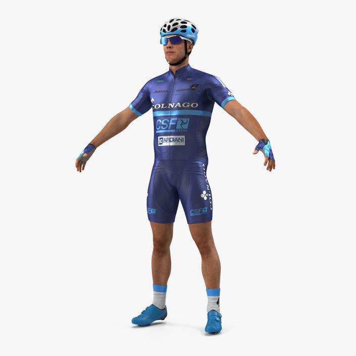 3D Bicyclist T Pose Blue Suit