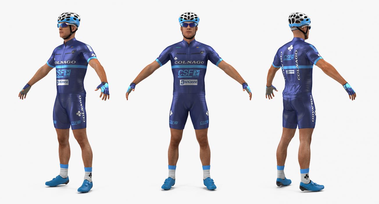 3D Bicyclist T Pose Blue Suit