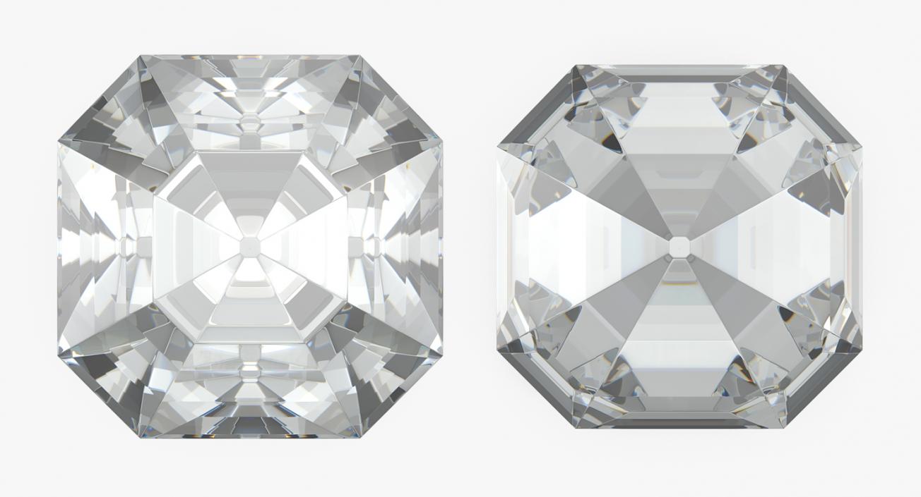 Asscher Cut Diamonds Set 3D model