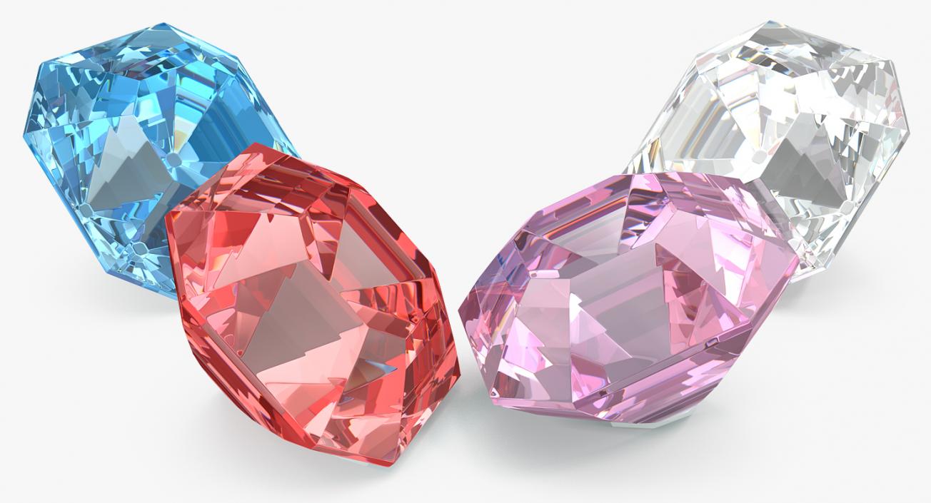 Asscher Cut Diamonds Set 3D model