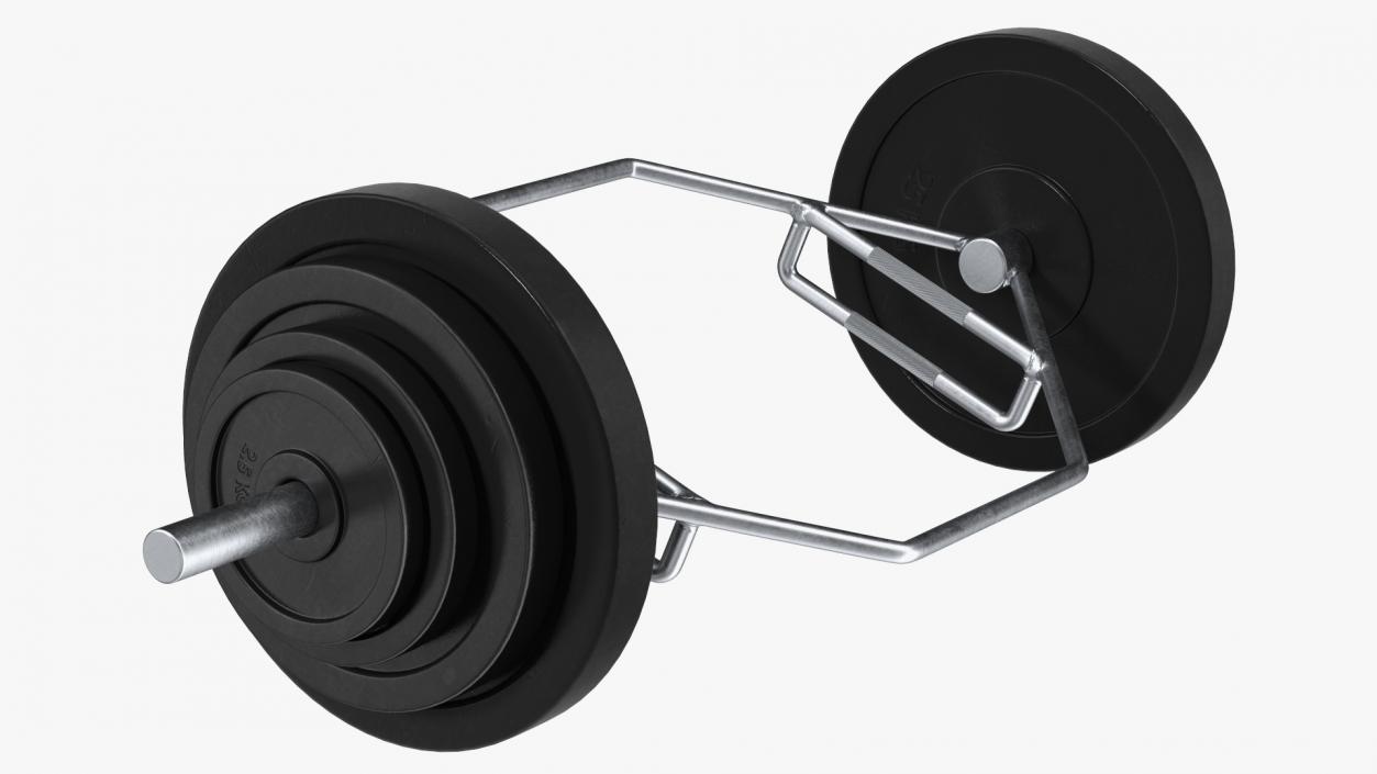 Olympic Hex Weight Lifting Trap Bar with Plates 3D