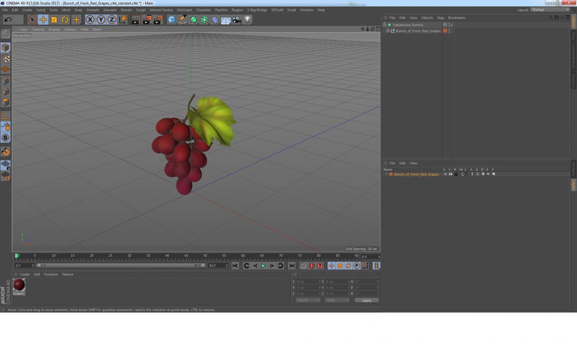 3D model Bunch of Fresh Red Grapes