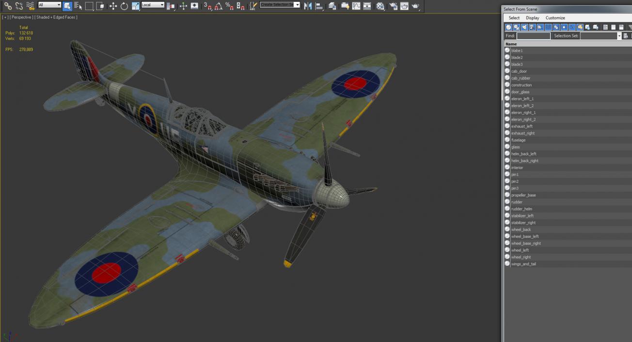 3D model British WWII Fighter Aircraft Supermarine Spitfire