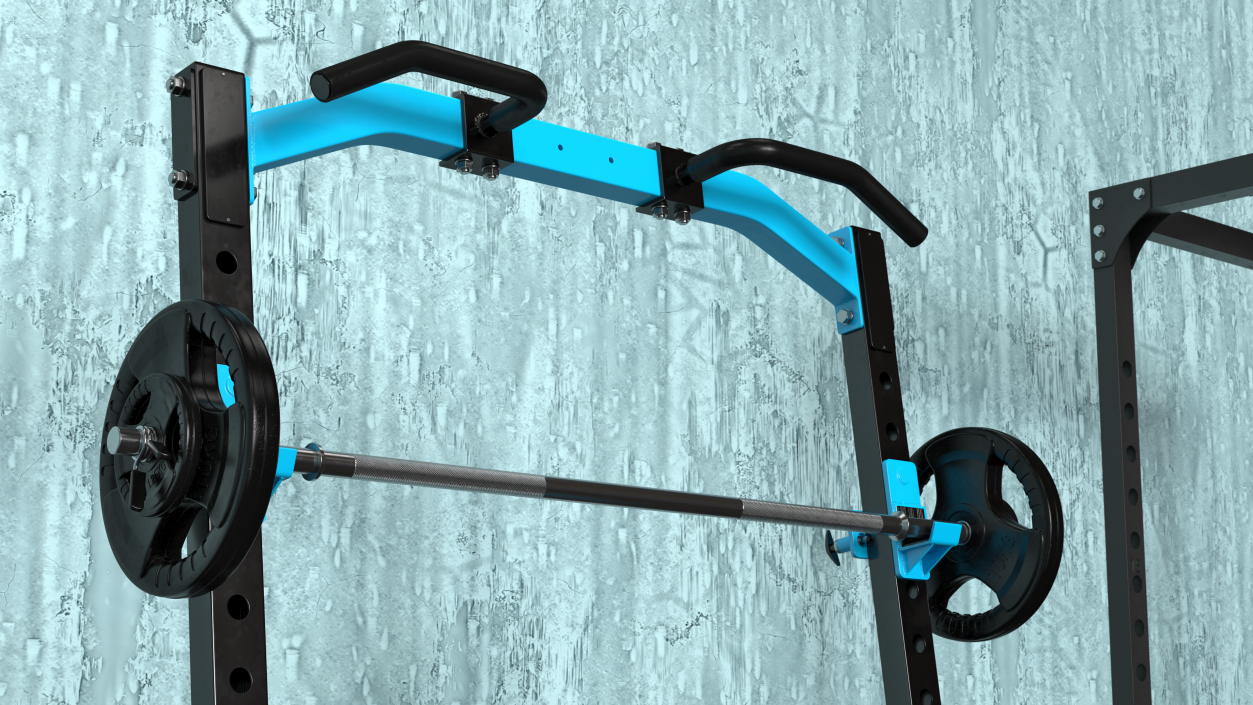 3D Gym Half Rack with Barbell