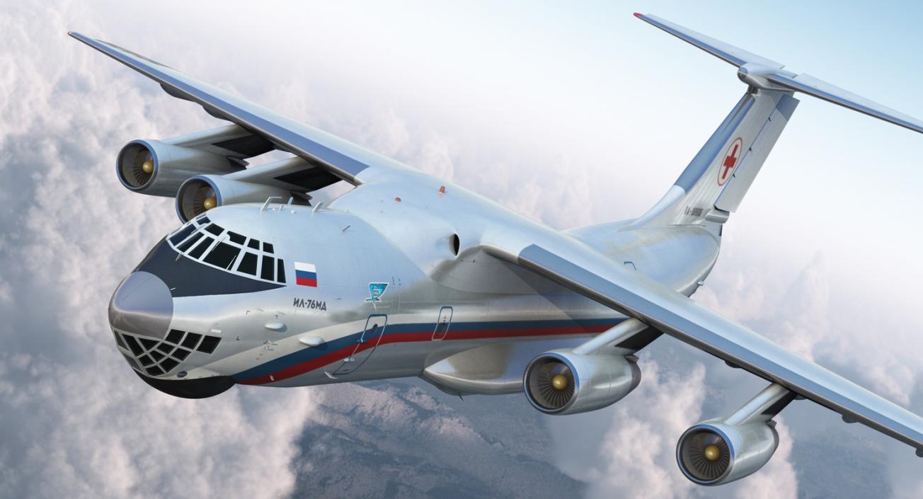 3D model Ilyushin Il-76TD-S Civilian Mobile Hospital Rigged