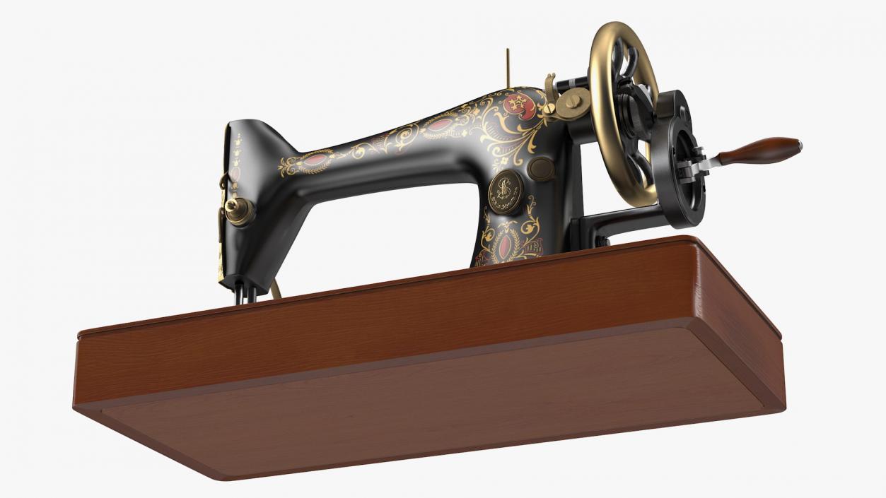 Vintage Sewing Machine with Wooden Case 3D model