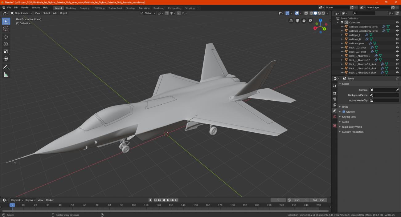 3D model Multirole Jet Fighter Exterior Only