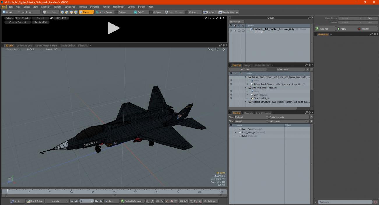 3D model Multirole Jet Fighter Exterior Only