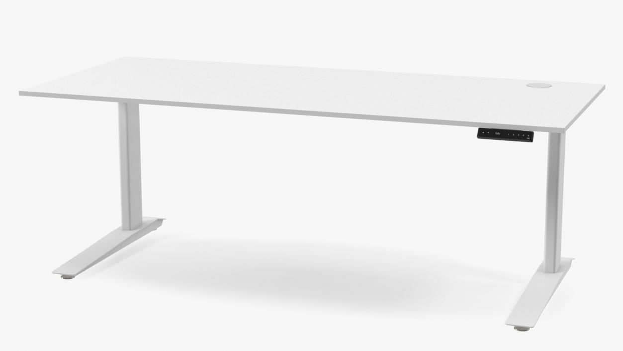 3D White Standing Desk Workstation