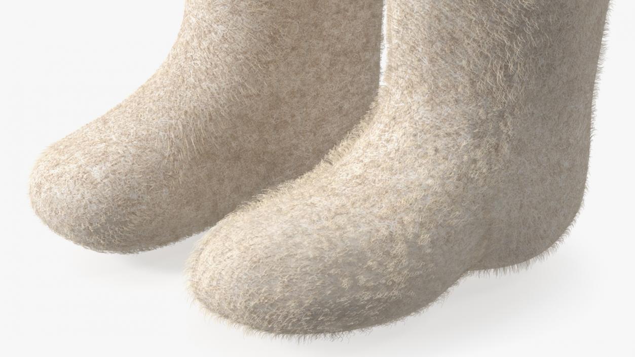 3D Warm White Felt Boots With Embroidery Fur