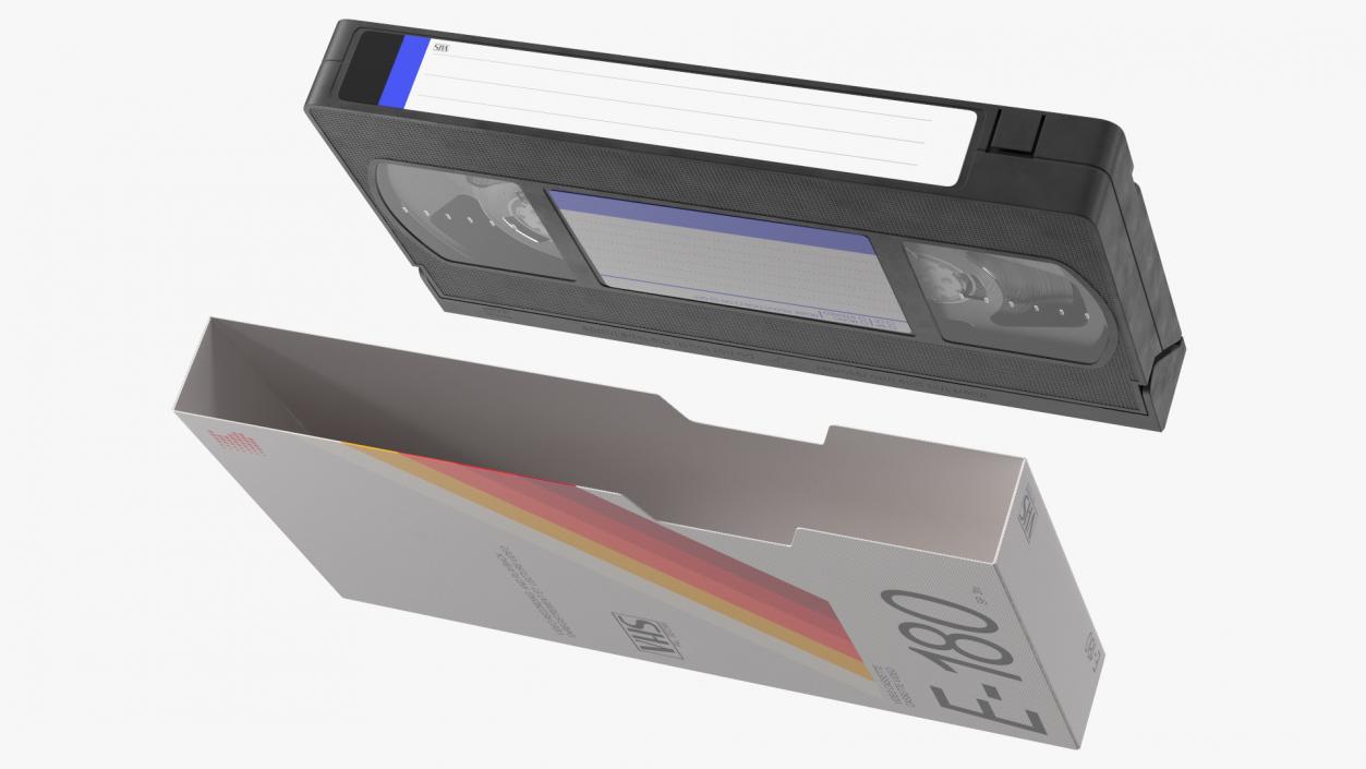 VHS E180 Video Cassette Tape with Cover 3D model