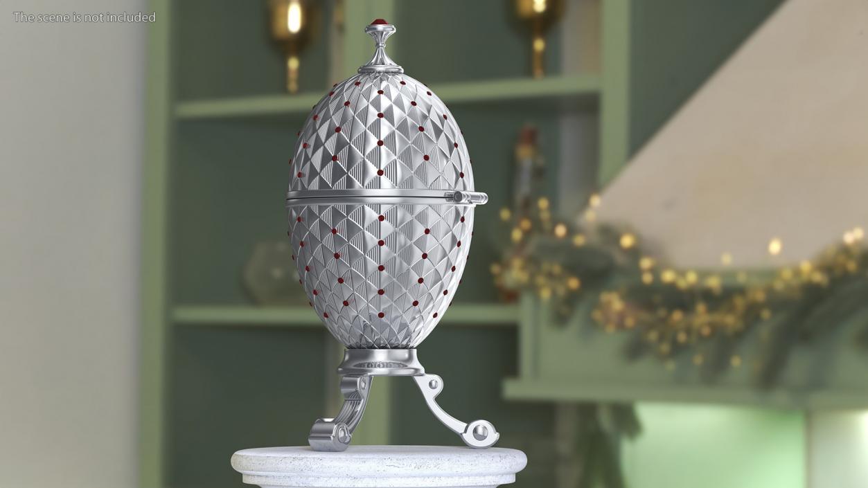 3D Vintage Faberge Egg Silver Open