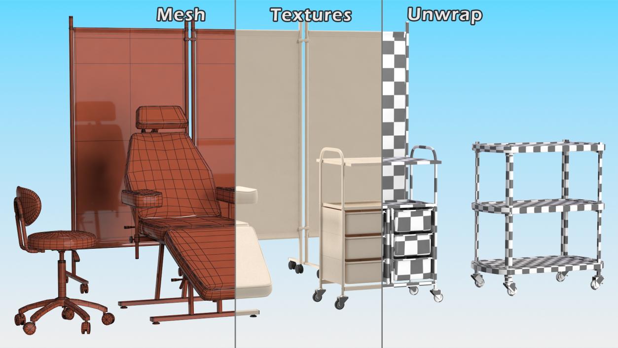 Doctors Office Furniture Set Beige 3D model