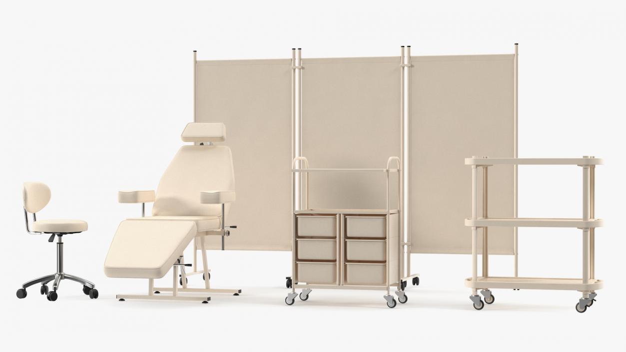 Doctors Office Furniture Set Beige 3D model
