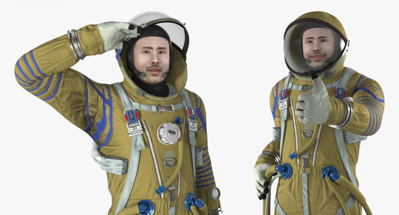 Astronaut Wearing Space Suit Strizh Rigged 3D