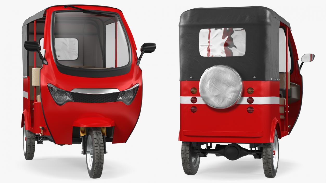 3D Electric Passenger Tricycle Rickshaw Rigged model
