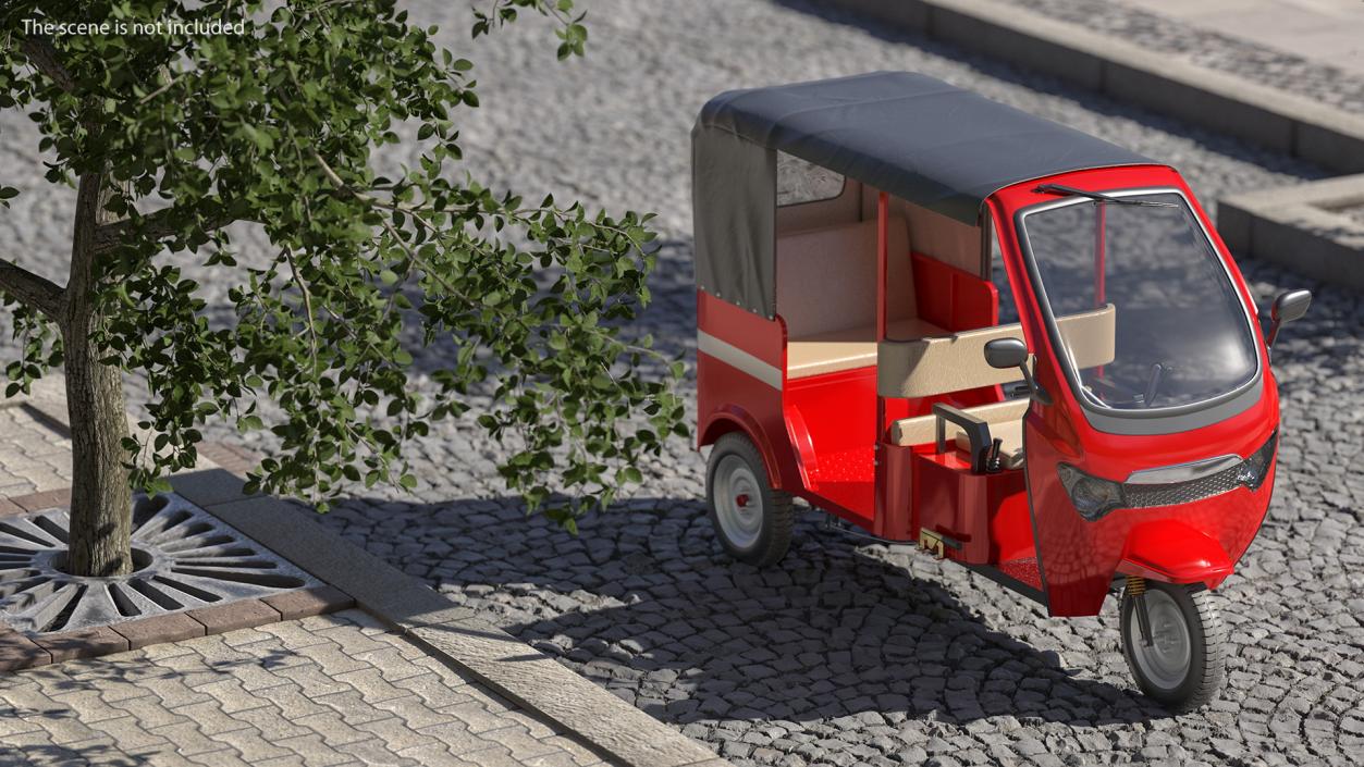 3D Electric Passenger Tricycle Rickshaw Rigged model