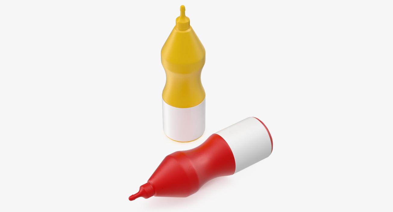 3D model Ketchup and Mustard Plastic Bottles