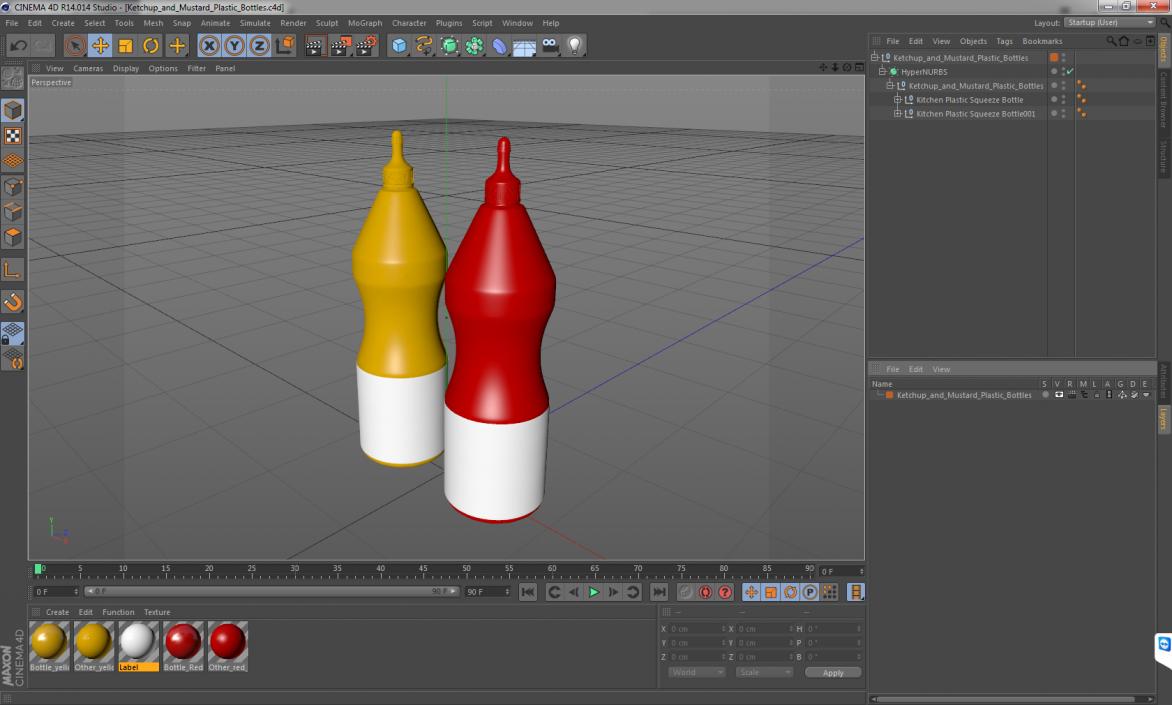 3D model Ketchup and Mustard Plastic Bottles