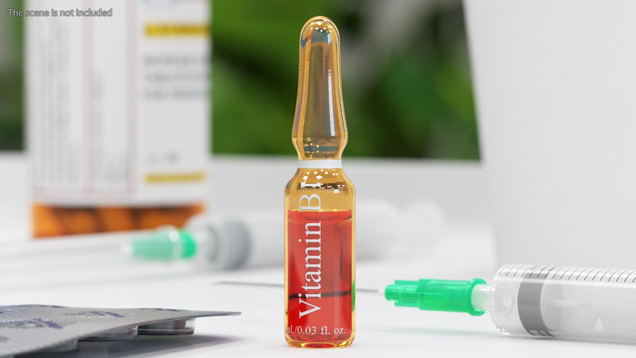 Thiamine B1 Injection 1ml Amber Ampoule 3D model