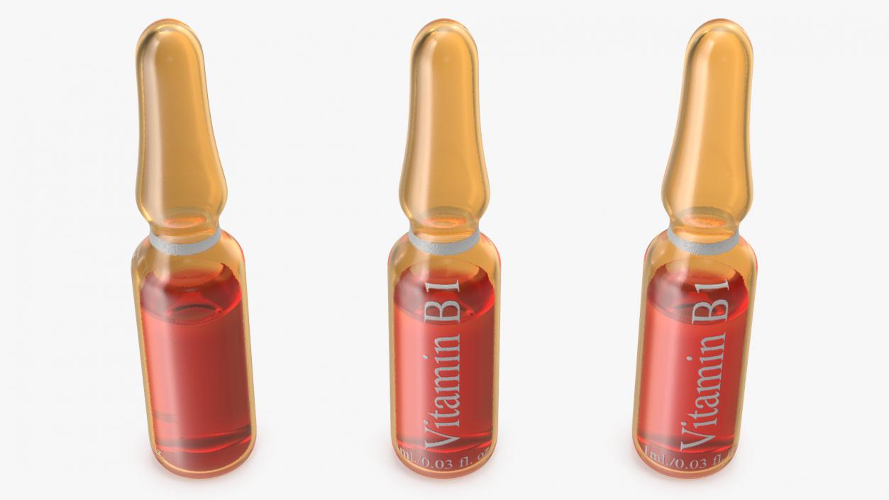 Thiamine B1 Injection 1ml Amber Ampoule 3D model