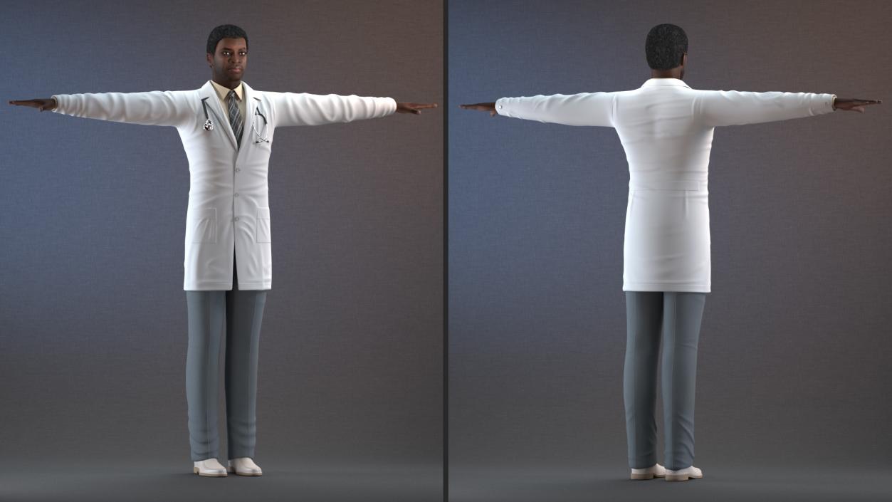 3D model African American Male Doctor Rigged