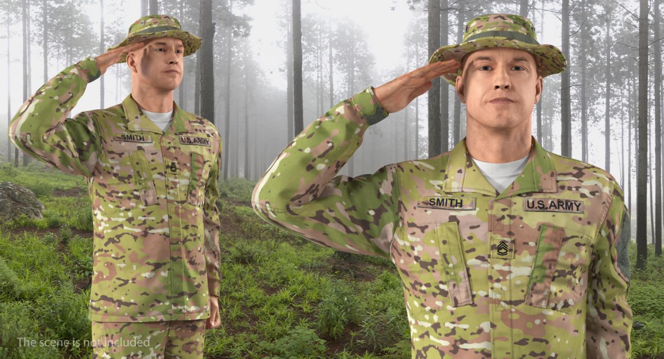 US Army Soldier Camo Saluting 3D model