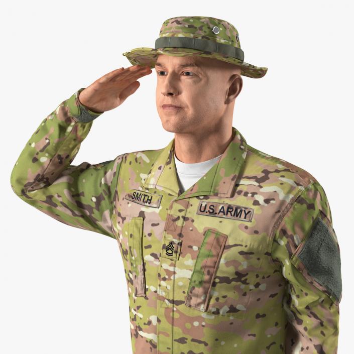 US Army Soldier Camo Saluting 3D model